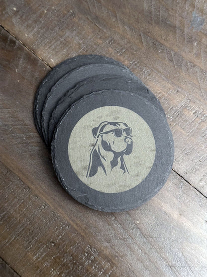 Are you all about that pug life? Do you have a resting pit face? Or maybe you're more of a spaced out shepherd? What about some BIG STRETCHES!? There's a dog to match every vibe! The perfect stocking stuffer, groomsman or house warming gift. These slate coasters will be right at home in any man cave or she shed.